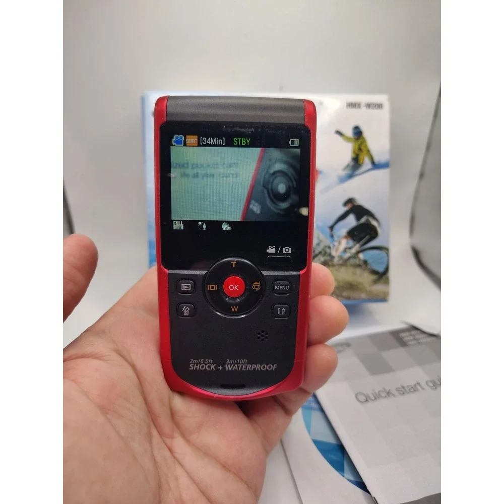 Samsung HMX-W200 Waterproof HD Camcorder 1080p Rugged Red Tested Working